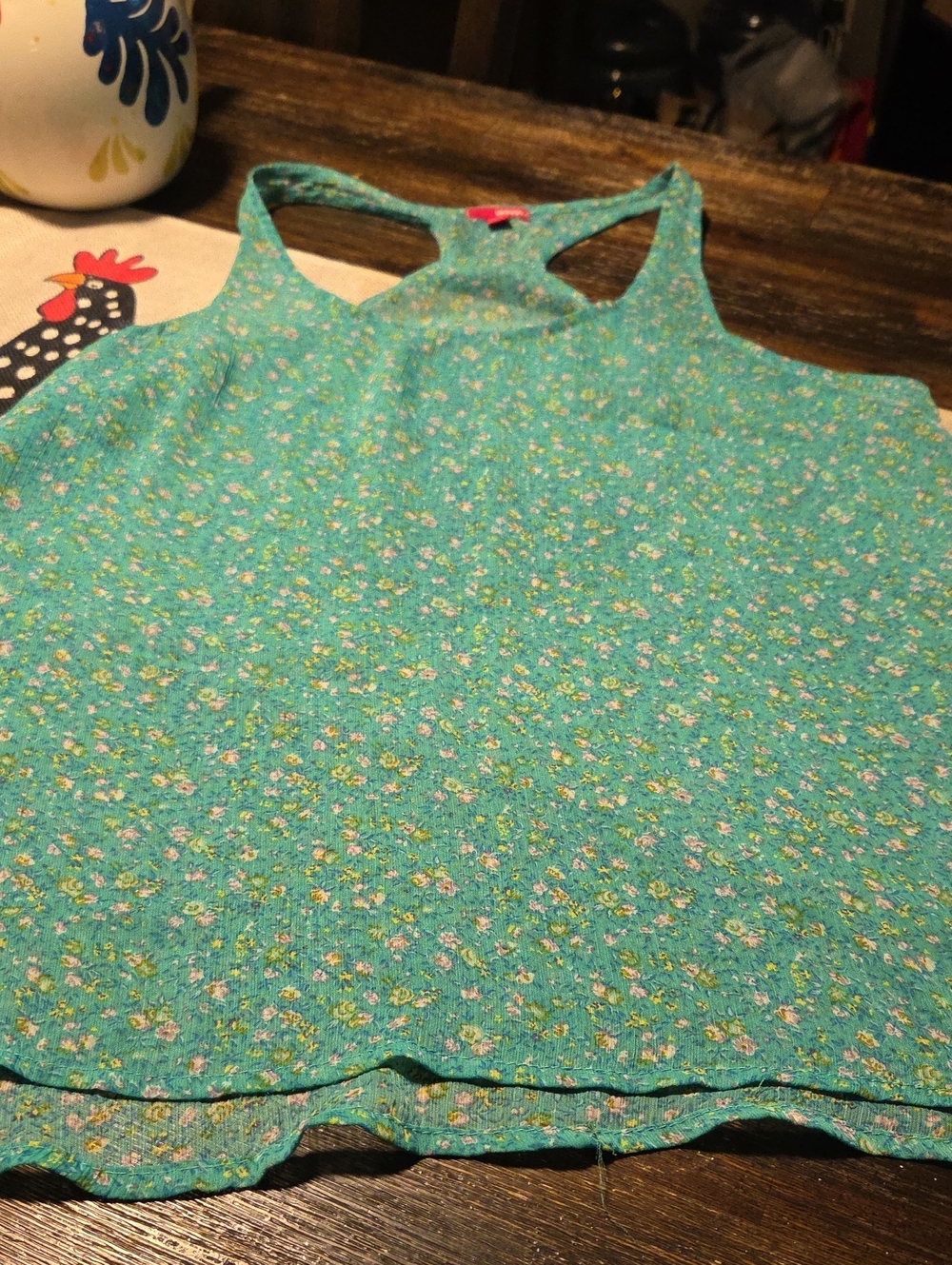 BONGO Teal Floral Racerback Tank Top